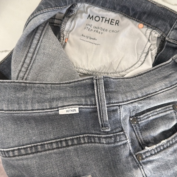 MOTHER The Insider Crop Step Fray Jeans Ace Of Spades Size 28 Washed Black - Picture 11 of 15